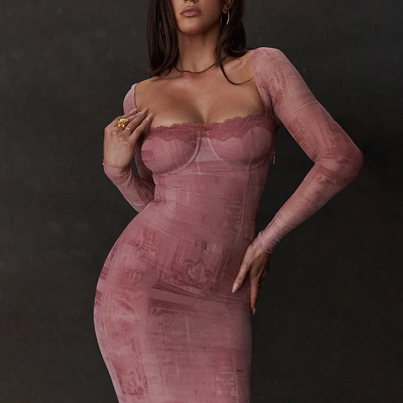 FRANCINE | Elegant rosa klänning