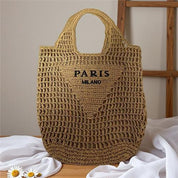 Stilvolle Strandtasche für Damen, handgefertigt aus Stroh im Boho-Stil
