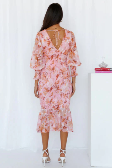 Angel | Elegant midiklänning med blommönster för damer