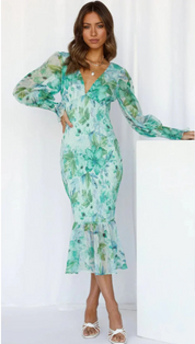 Angel | Elegant midiklänning med blommönster för damer