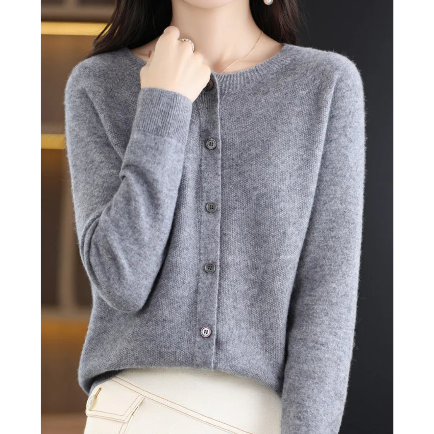 DANIELLE | Dam O-hals Cardigan