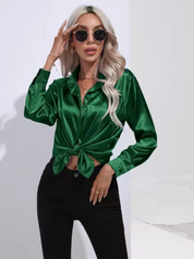 Clara | Elegant blus i satin med långa ärmar