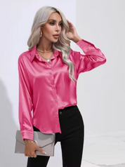 Clara | Elegant blus i satin med långa ärmar