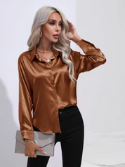 Clara | Elegant blus i satin med långa ärmar