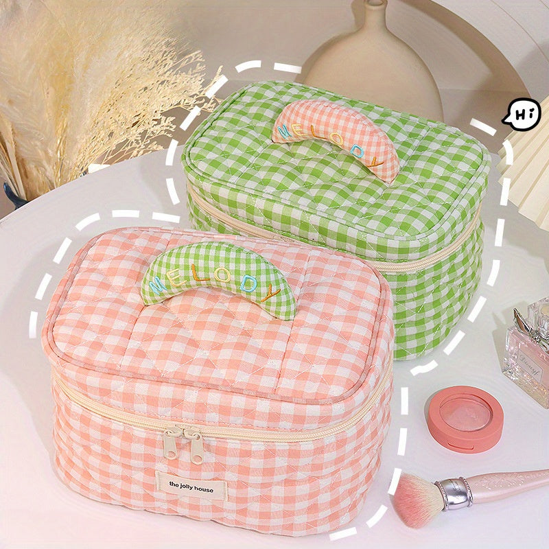 Melody | Mångsidigt Vichy-rutigt Beauty Essentials Organizer Set