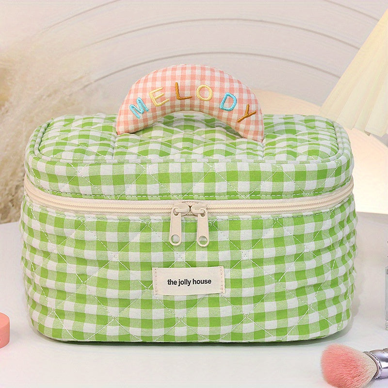 Melody | Mångsidigt Vichy-rutigt Beauty Essentials Organizer Set