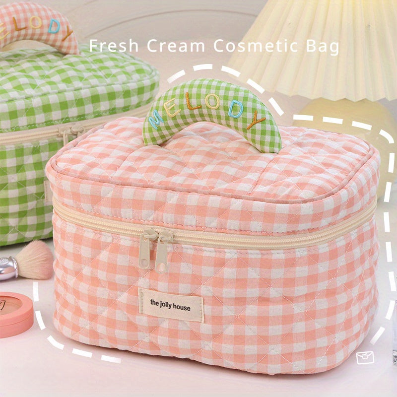 Melody | Mångsidigt Vichy-rutigt Beauty Essentials Organizer Set