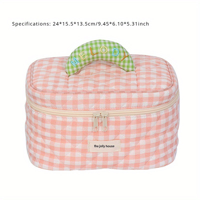 Melody | Mångsidigt Vichy-rutigt Beauty Essentials Organizer Set