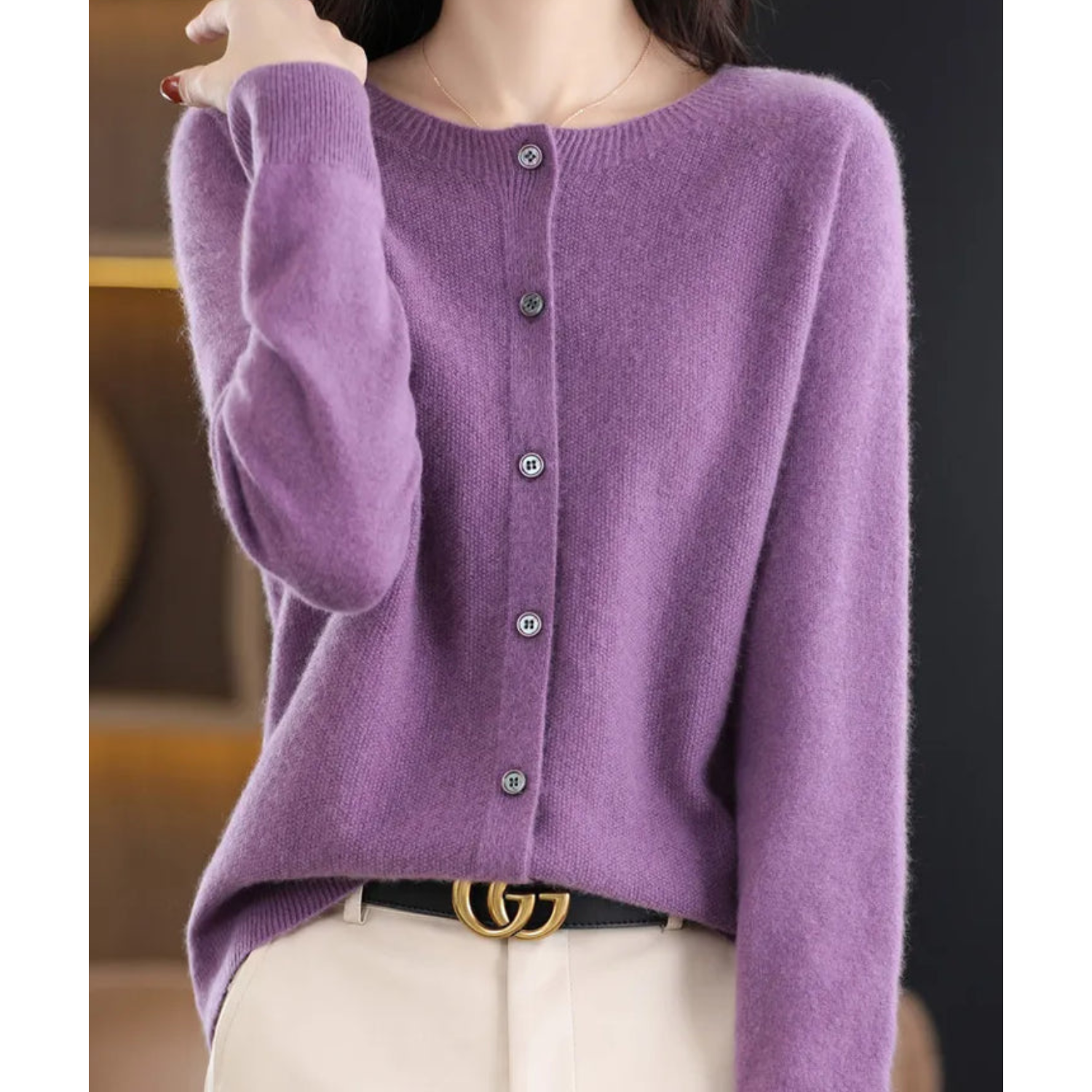 DANIELLE | Dam O-hals Cardigan