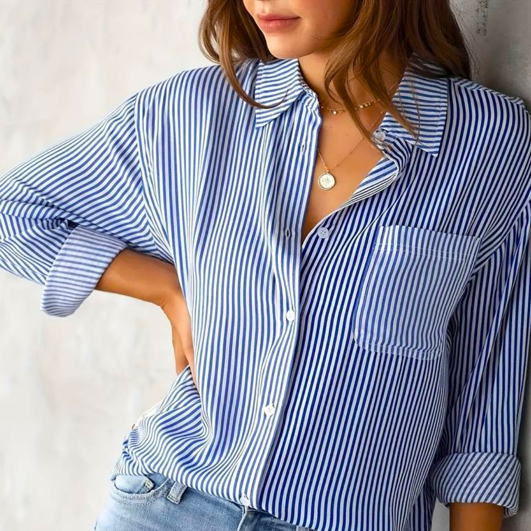 OLIVIA | Bekväm klassisk blus med knappslå