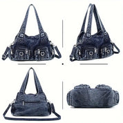 Daisy | Vintage tvättad denim crossbody messenger-väska
