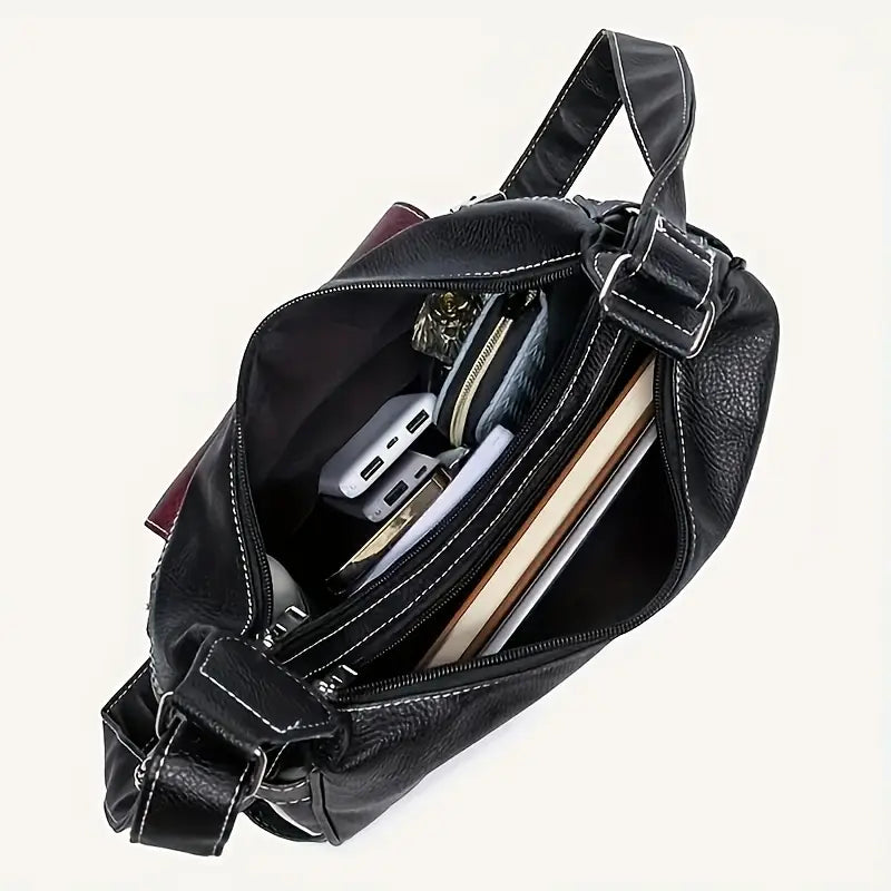Leila | Vintage PU-läder dam crossbody-handväska