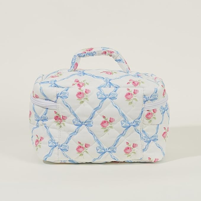 Elisse | Elegant vadderat sminkväska set med blommönster