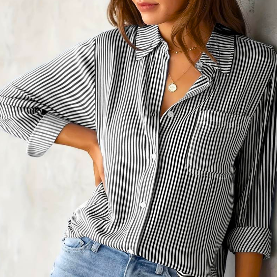 OLIVIA | Bekväm klassisk blus med knappslå