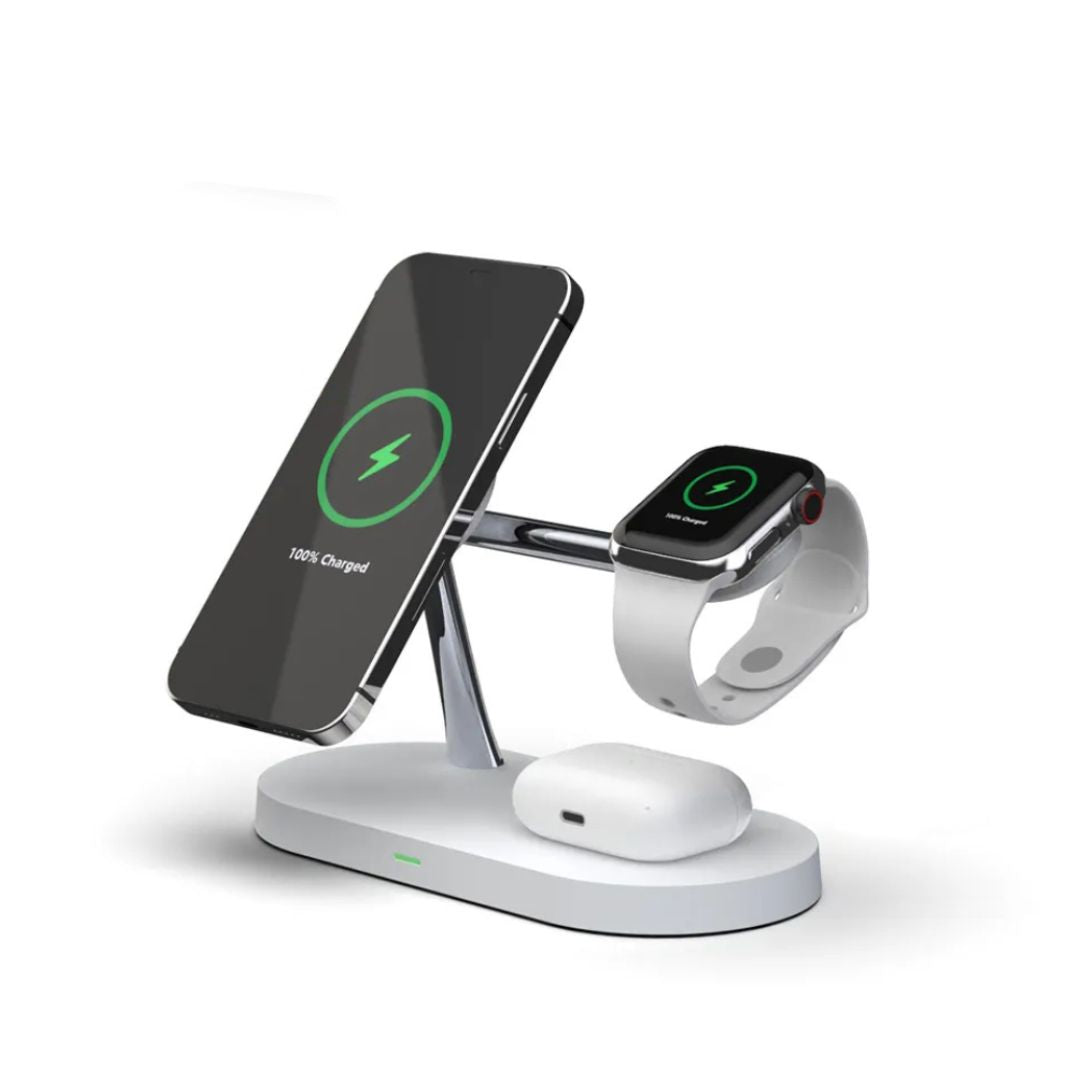 3-in-1-drahtloses Ladegerät für Smartphone, Smartwatch und Ohrhörer-Schnellladestation mit modernem Design 0