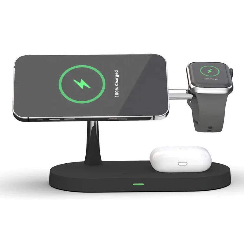 3-in-1-drahtloses Ladegerät für Smartphone, Smartwatch und Ohrhörer-Schnellladestation mit modernem Design 3