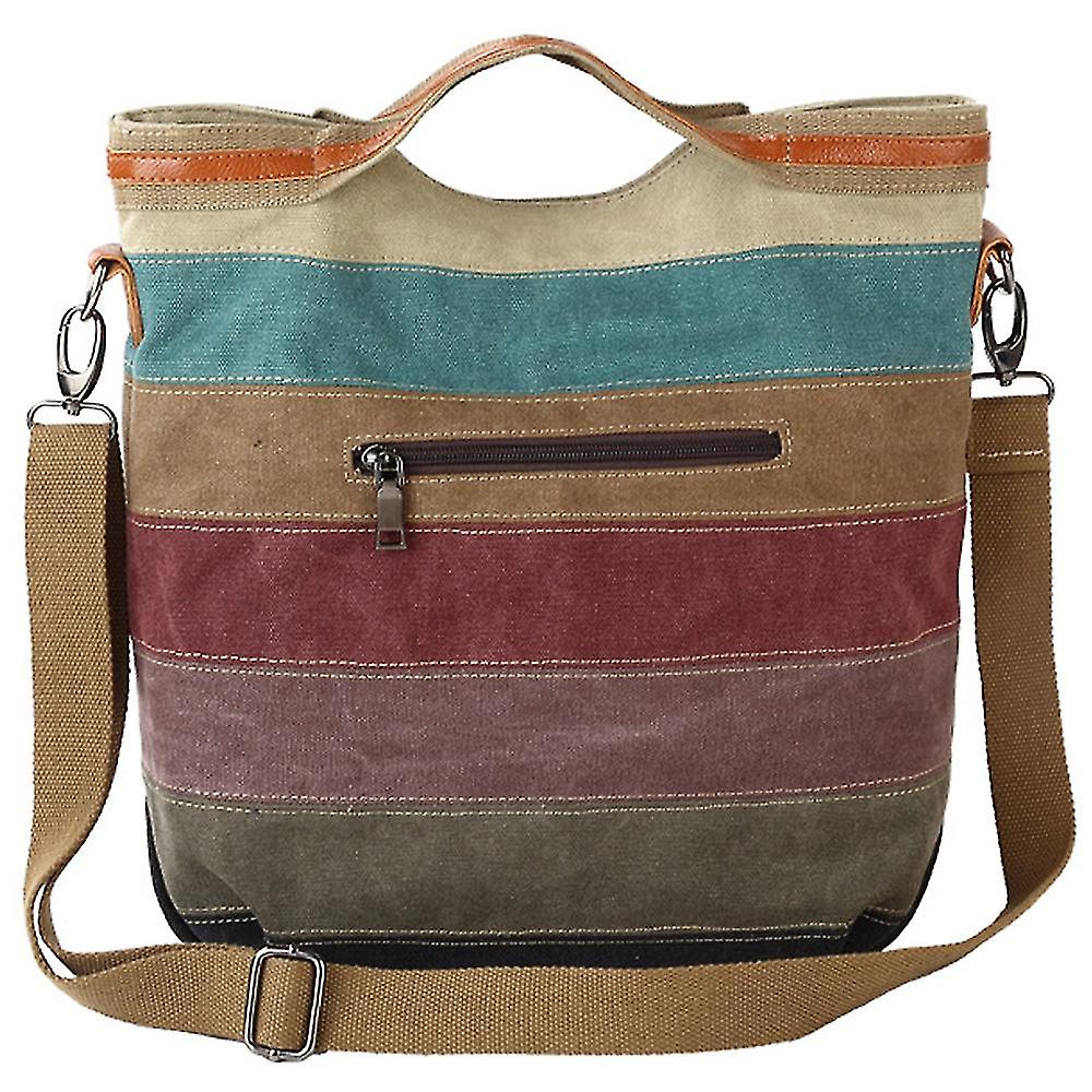 Finn | Canvas randig crossbody messenger-handväska