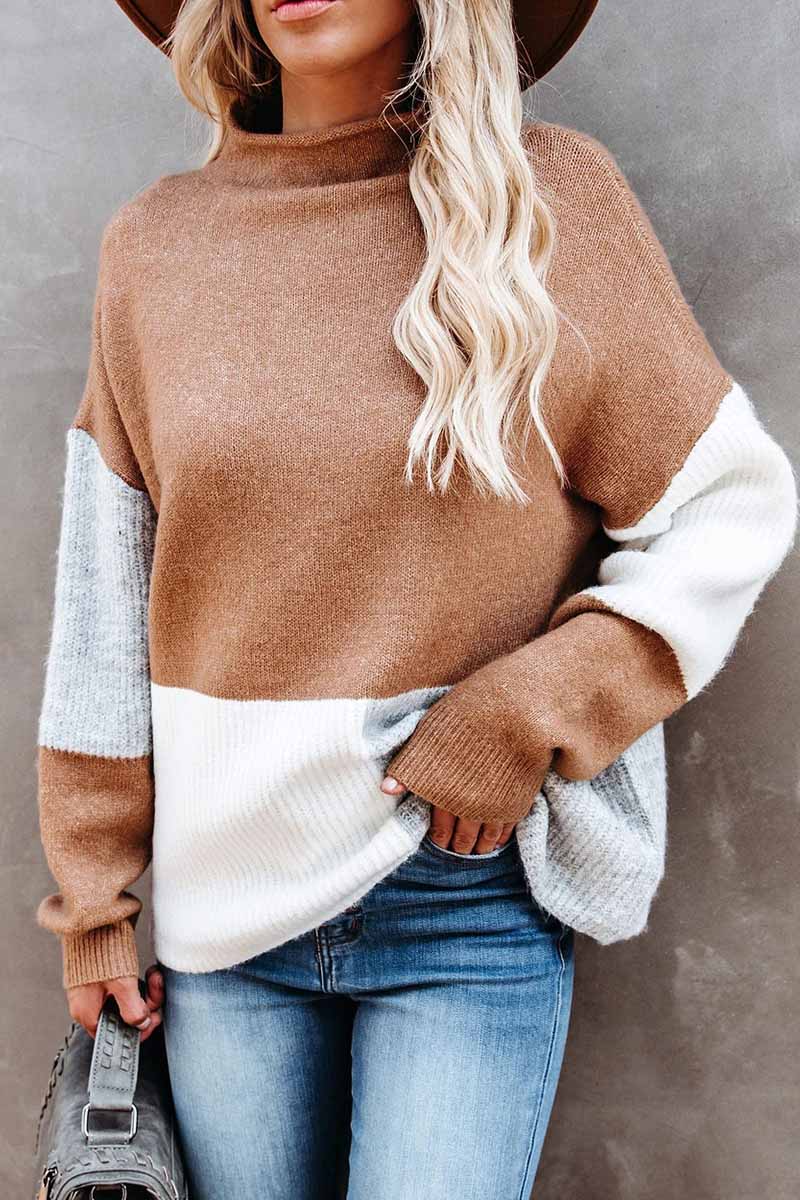 Donna | Varmare pullover med trendigt färgblocksmönster för damer