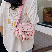 Fleur | Erdbeer Corduroy Schultertasche