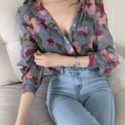 FEMININES | Färgglatt lyxigt blus
