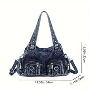 Daisy | Vintage tvättad denim crossbody messenger-väska