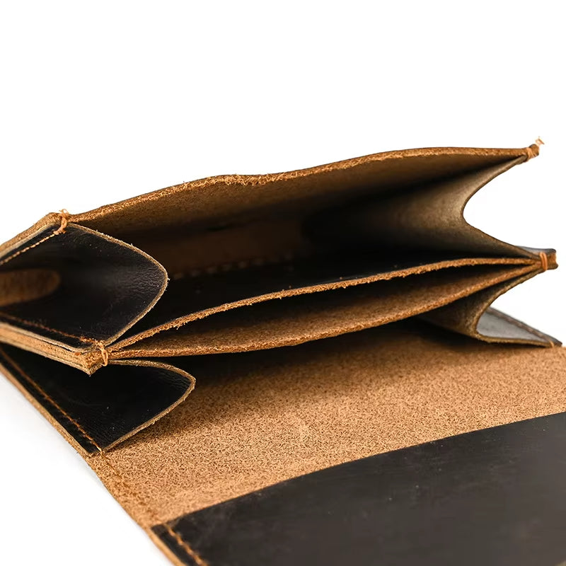 Lucas | Vintage bifold resväska i nötläder med tryckknapp