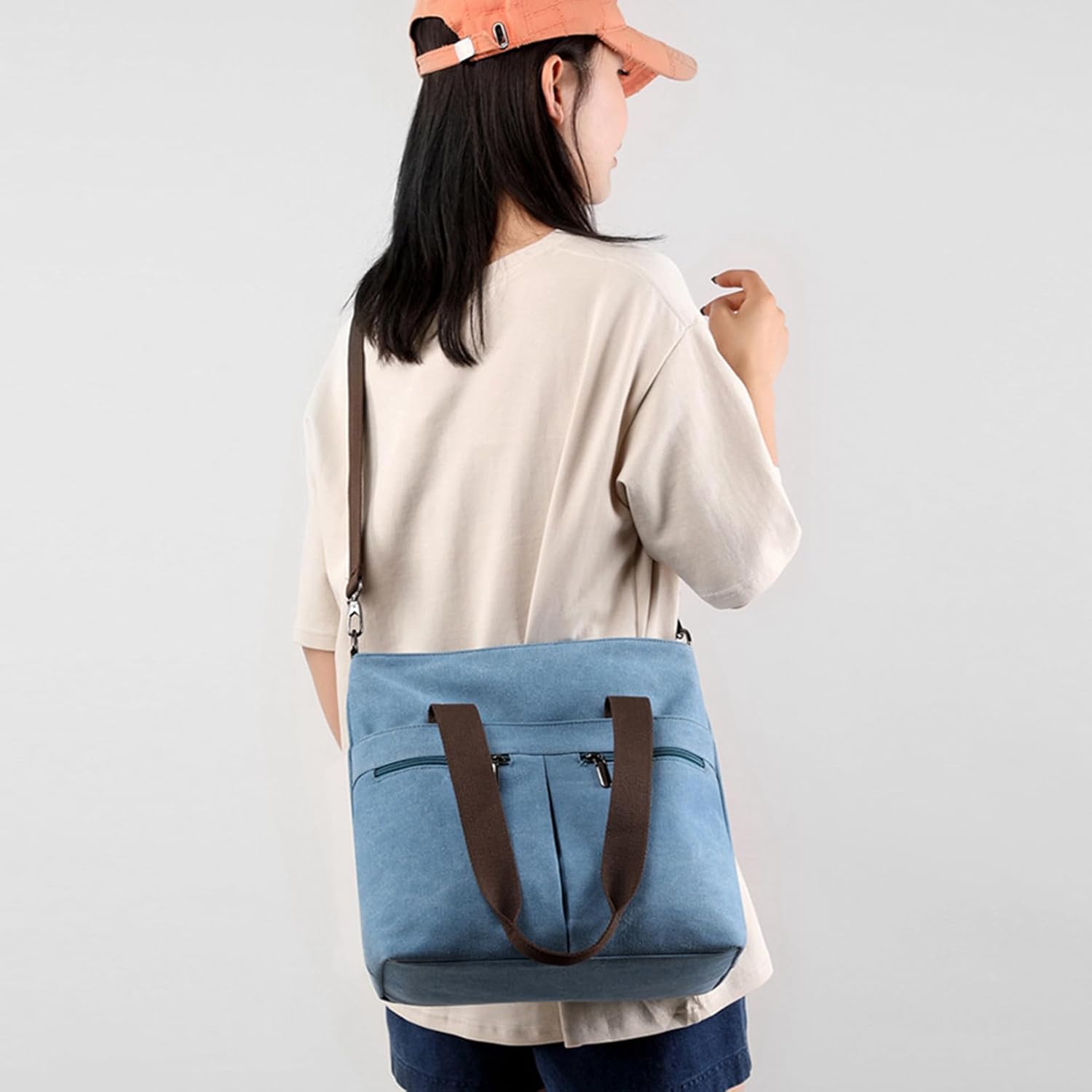 Lena | Canvas Schultertasche mit mehreren Fächern
