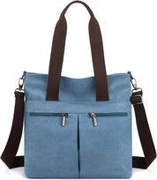 Lena | Canvas Schultertasche mit mehreren Fächern