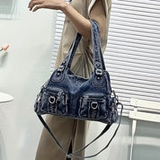Daisy | Vintage tvättad denim crossbody messenger-väska