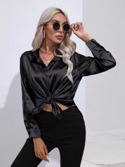 Clara | Elegant blus i satin med långa ärmar