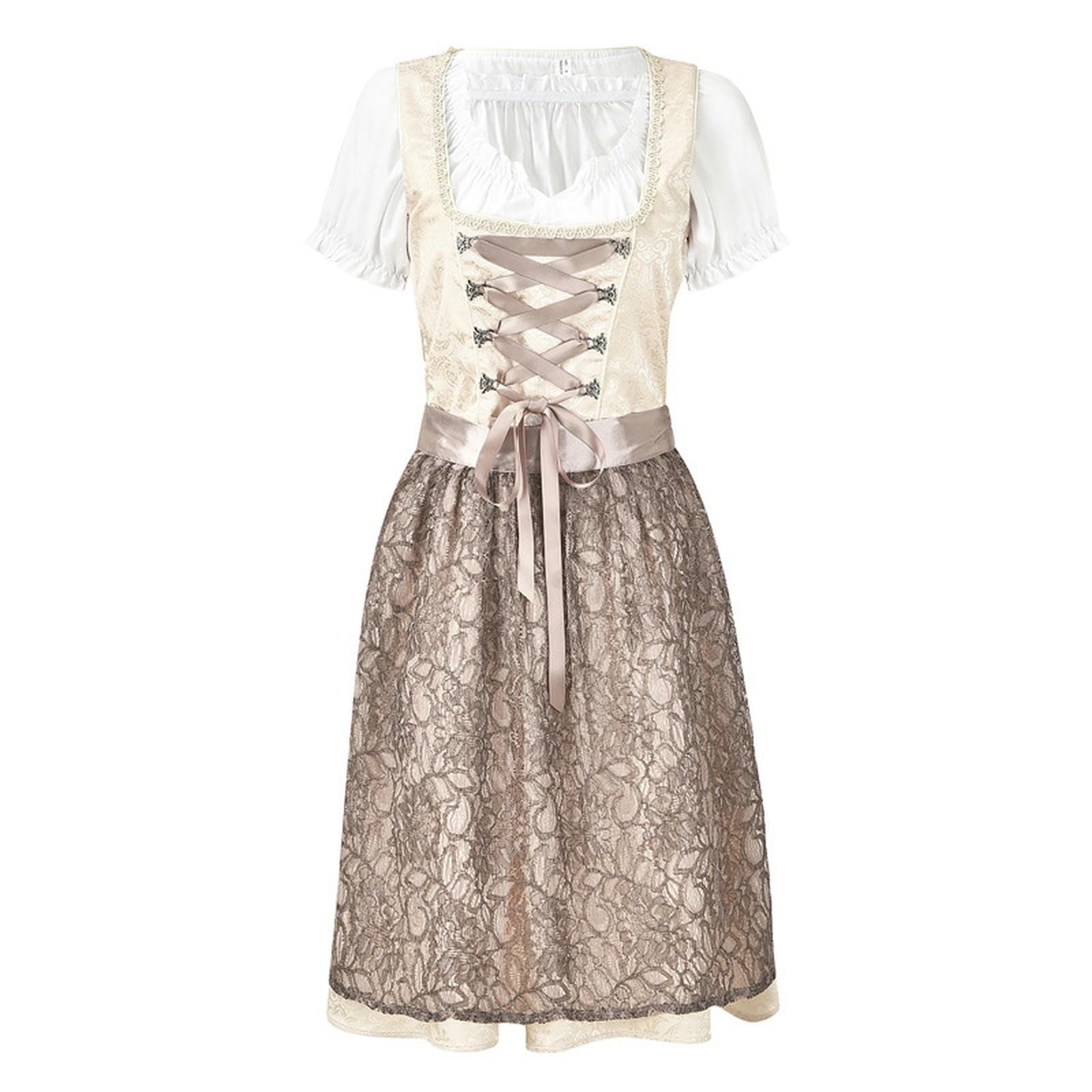 Damen Traditionell Midi Oktoberfest Dirndl Kleid