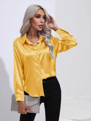 Clara | Elegant blus i satin med långa ärmar