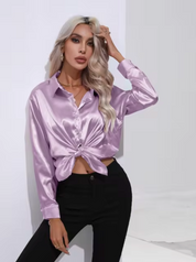 Clara | Elegant blus i satin med långa ärmar