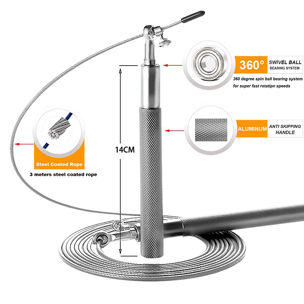 AeroSpin 360 Springseil – Verstellbares Stahlseil-Springseil mit Aluminiumgriff 6
