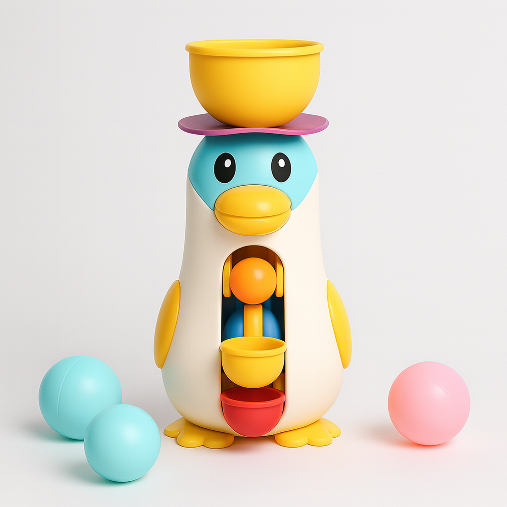 AquaPals | Badespielzeug und Wasserspielstation mit Pinguinmotiv für Kleinkinder 0