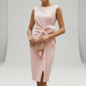 Ärmelloses Midi-Cocktailkleid mit Schleife Tailliert Elegant für Hochzeiten und Partys 2