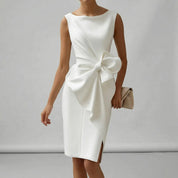 Ärmelloses Midi-Cocktailkleid mit Schleife Tailliert Elegant für Hochzeiten und Partys 4