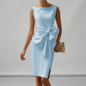 Ärmelloses Midi-Cocktailkleid mit Schleife Tailliert Elegant für Hochzeiten und Partys 5