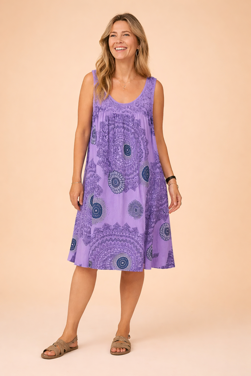 Ärmelloses Sommerkleid Große Größen Leichtes Damenkleid mit Muster 1