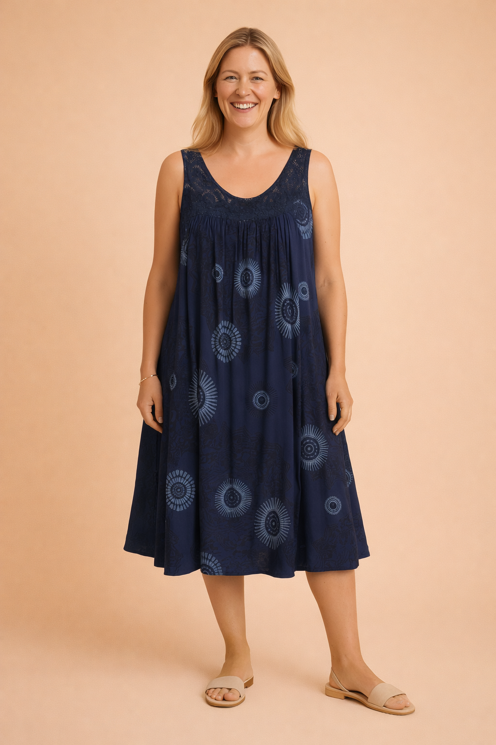 Ärmelloses Sommerkleid Große Größen Leichtes Damenkleid mit Muster 3
