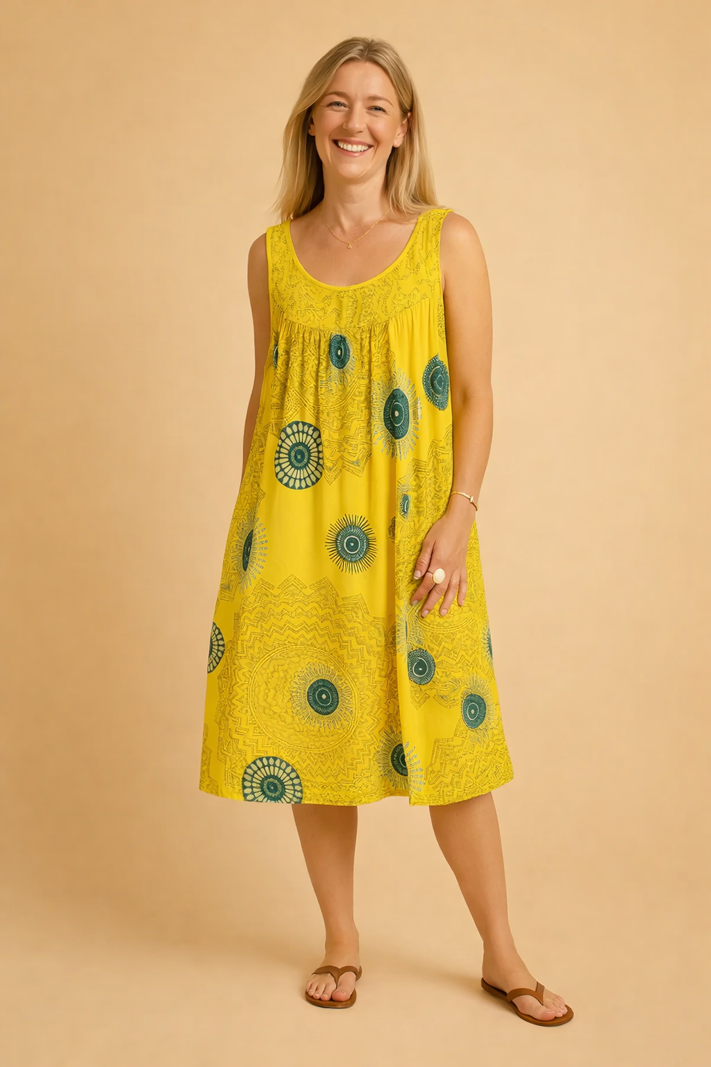 Ärmelloses Sommerkleid Große Größen Leichtes Damenkleid mit Muster 4
