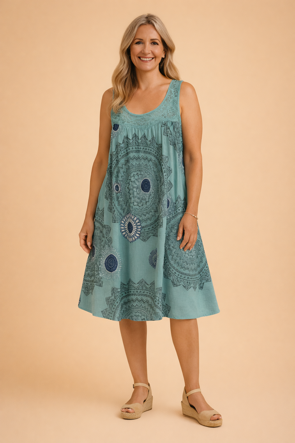 Ärmelloses Sommerkleid Große Größen Leichtes Damenkleid mit Muster 6