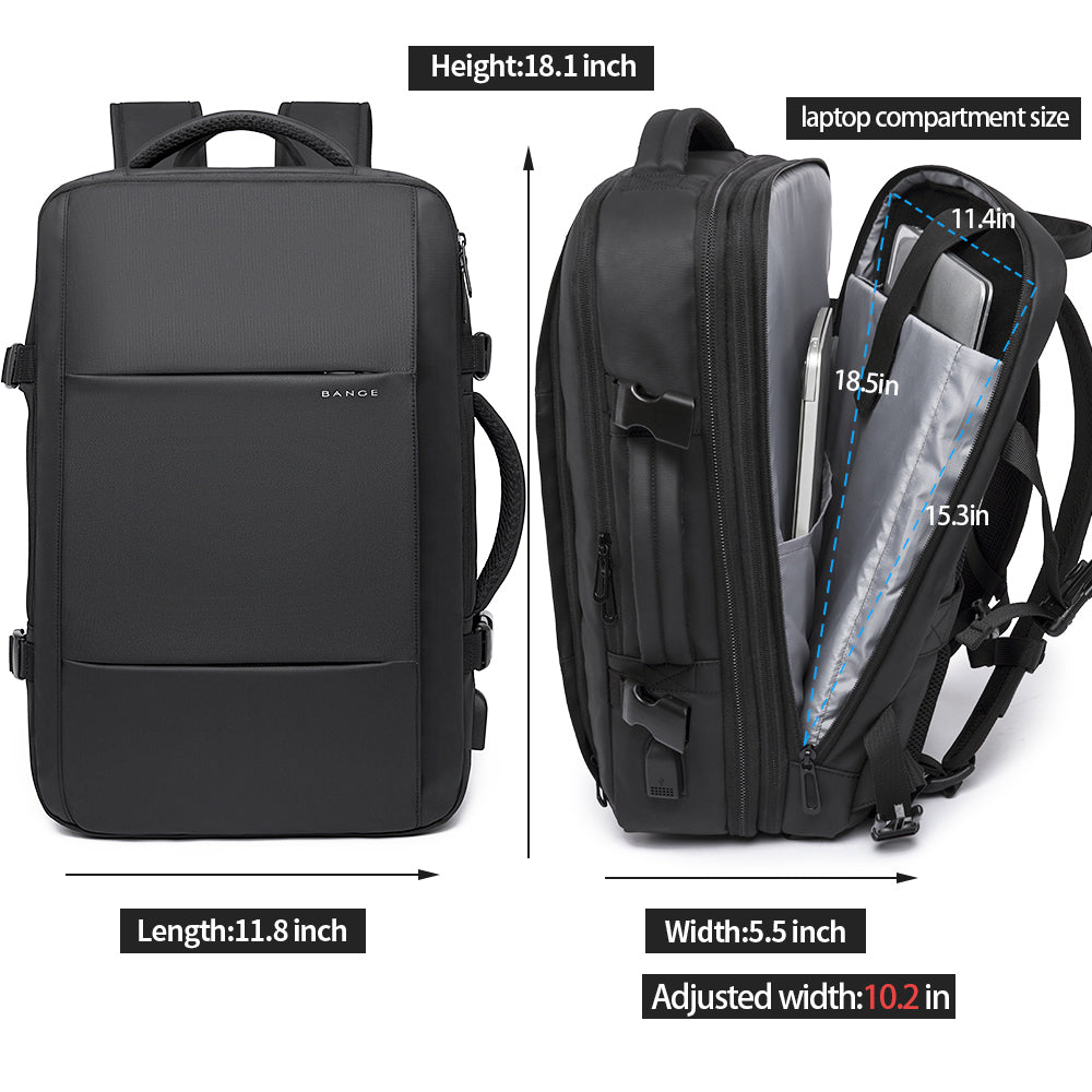 BANGE Business Trip Travel Wasserdichter Erweiterungsrucksack Flugzugelassener Handgepäck-Rucksack 7