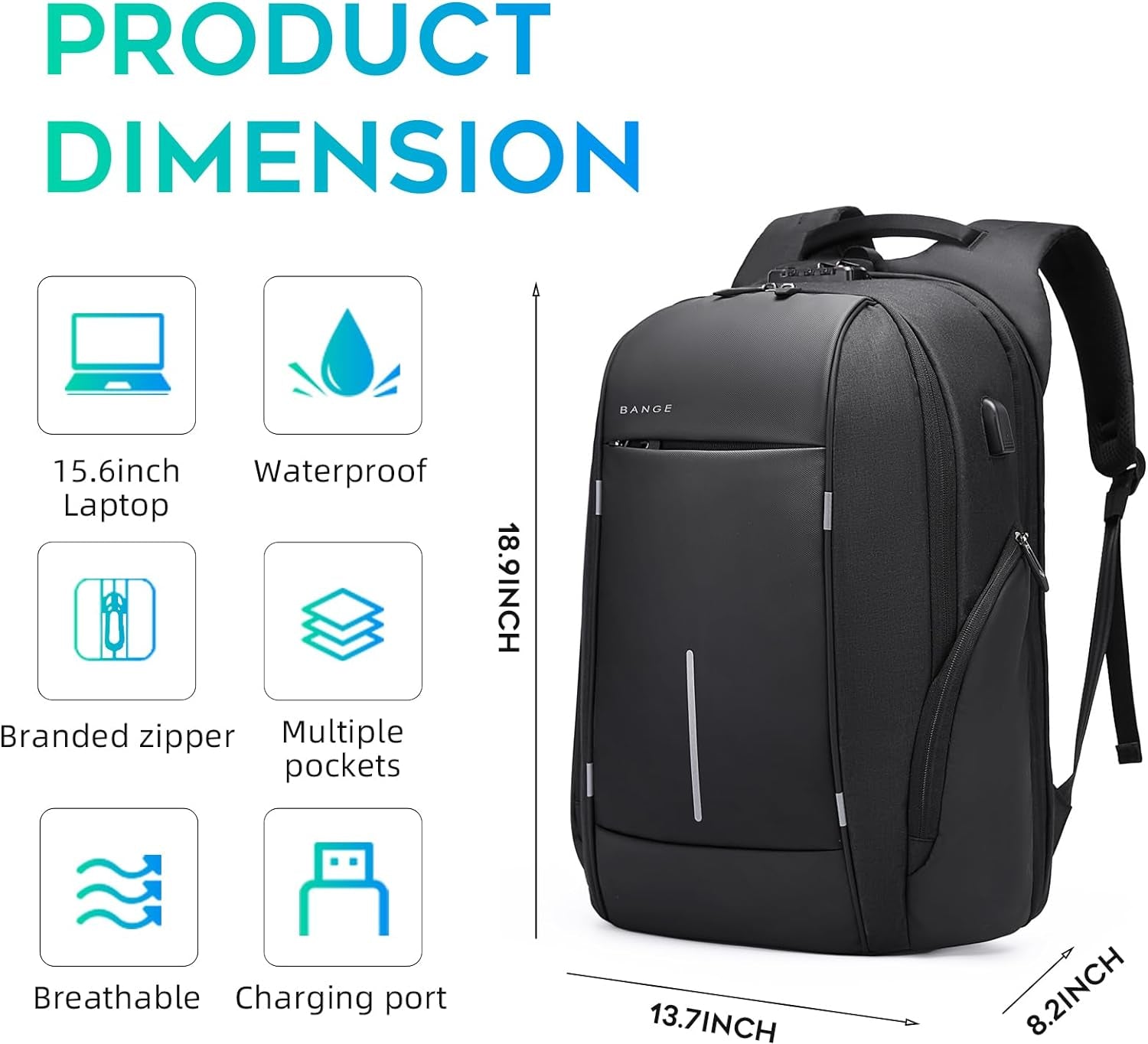 BANGE Leichter Reiserucksack, Laptop-Rucksack für 15,6-Zoll-Notebooks, – Grace Hawthorne