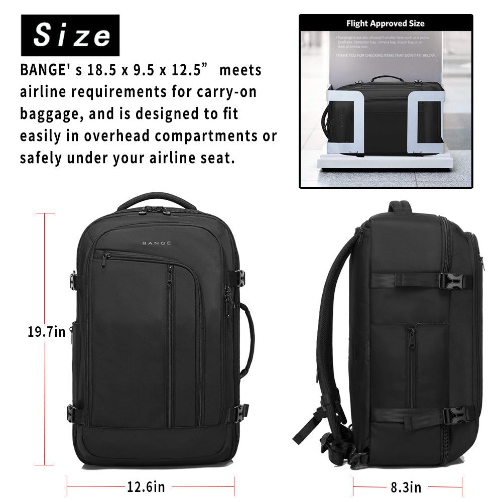 BANGE Reise-Rucksack für Herren, 40 Liter, FAA-flugzugelassene Wochenendtasche (Rucksack mit 3 Fächern) 3