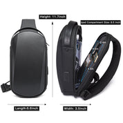 BANGE Sling Bag Wasserdichter Shell Crossbody Bag Rucksack für Männer mit USB-Ladeanschluss 3