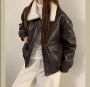 Clarence | Stilvolle Lederjacke mit Kuscheligem Kragen für Damen