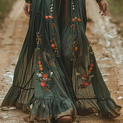 Böhmisches Blumen-Maxikleid für Frauen – Elegantes Sommerkleid mit Plissee-Design 2