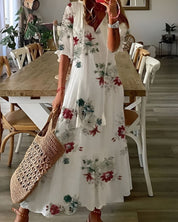 Boho Maxi Kleid Frauen - Elegantes Sommermaxikleid mit Fließender Passform und Verspielten Mustern 7