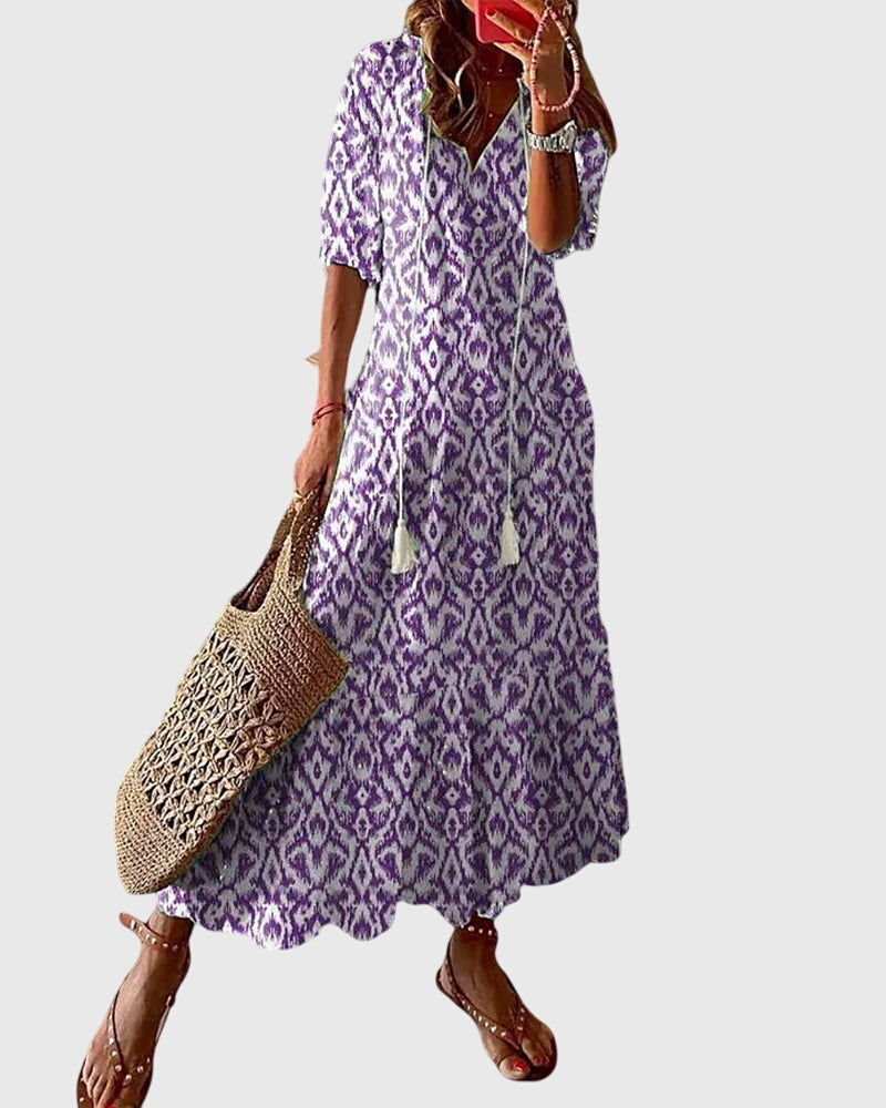 Boho Vintage Sommerkleid für Frauen - Elegantes, luftiges Design für warme Tage 2